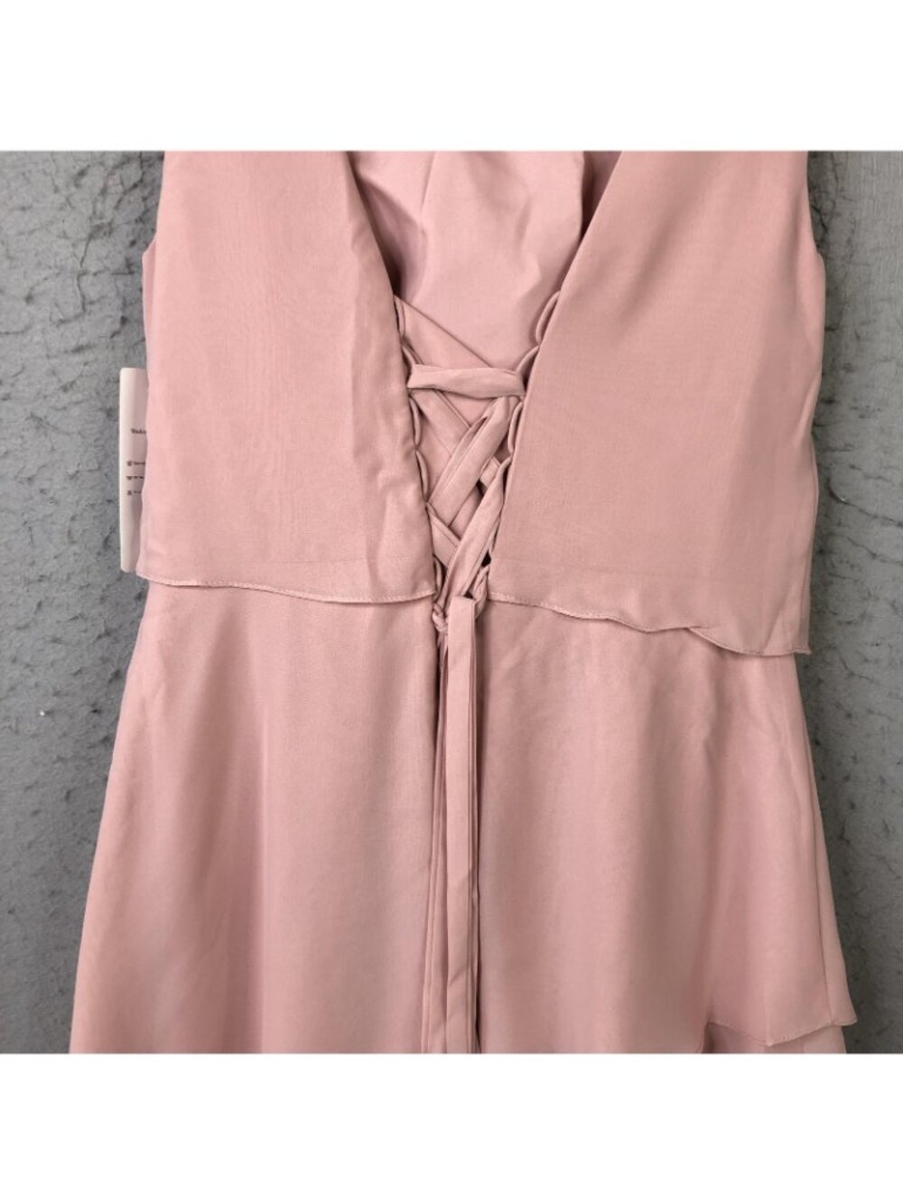 Bridesmaid Dress Womens 16 Pink Sleeveless Layered Chiffon Formal Corset Back - Picture 12 of 16